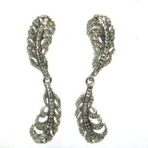 Oscar de la Renta Crystal Feather Drop Earrings